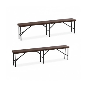 Relaxdays Bierbank 2er Set Kunststoff Stahl Braun Klappbar 180 cm x 43 cm x 25 cm