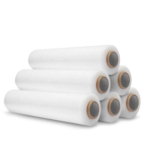 Sechs Rollen transparente DeTec. Stretchfolie (300m) für Paletten und Verpackungen.