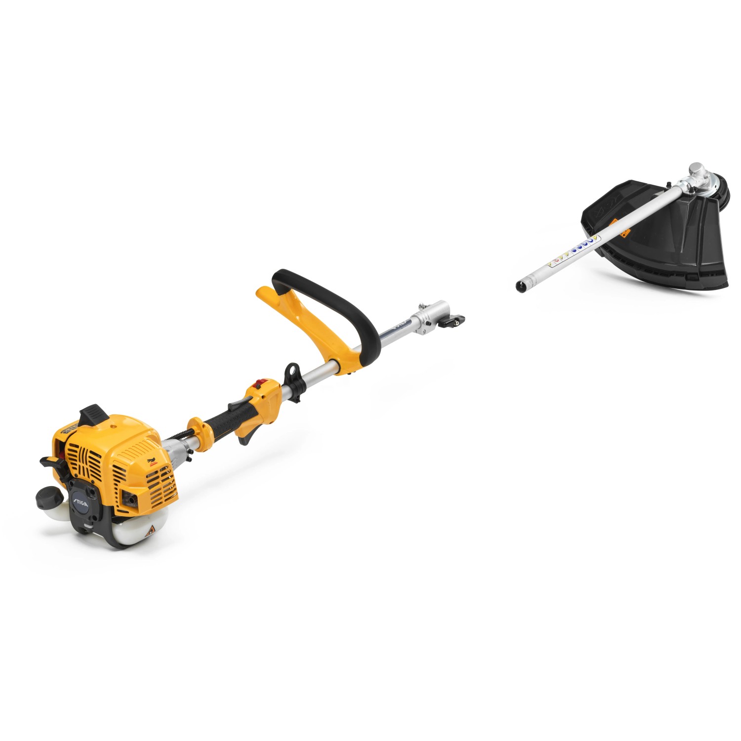 Stiga Benzin-Multi-Tool MT 330: 4-in-1 Gerät mit Rasentrimmer-Aufsatz.