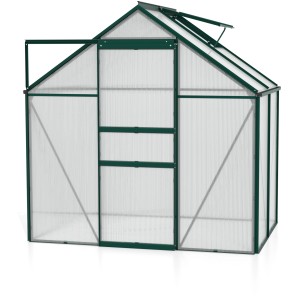 Vitavia Gewächshaus Comet 2500 HKP, Smaragd Vorzugsset mit Dachfenster und Schiebetür.