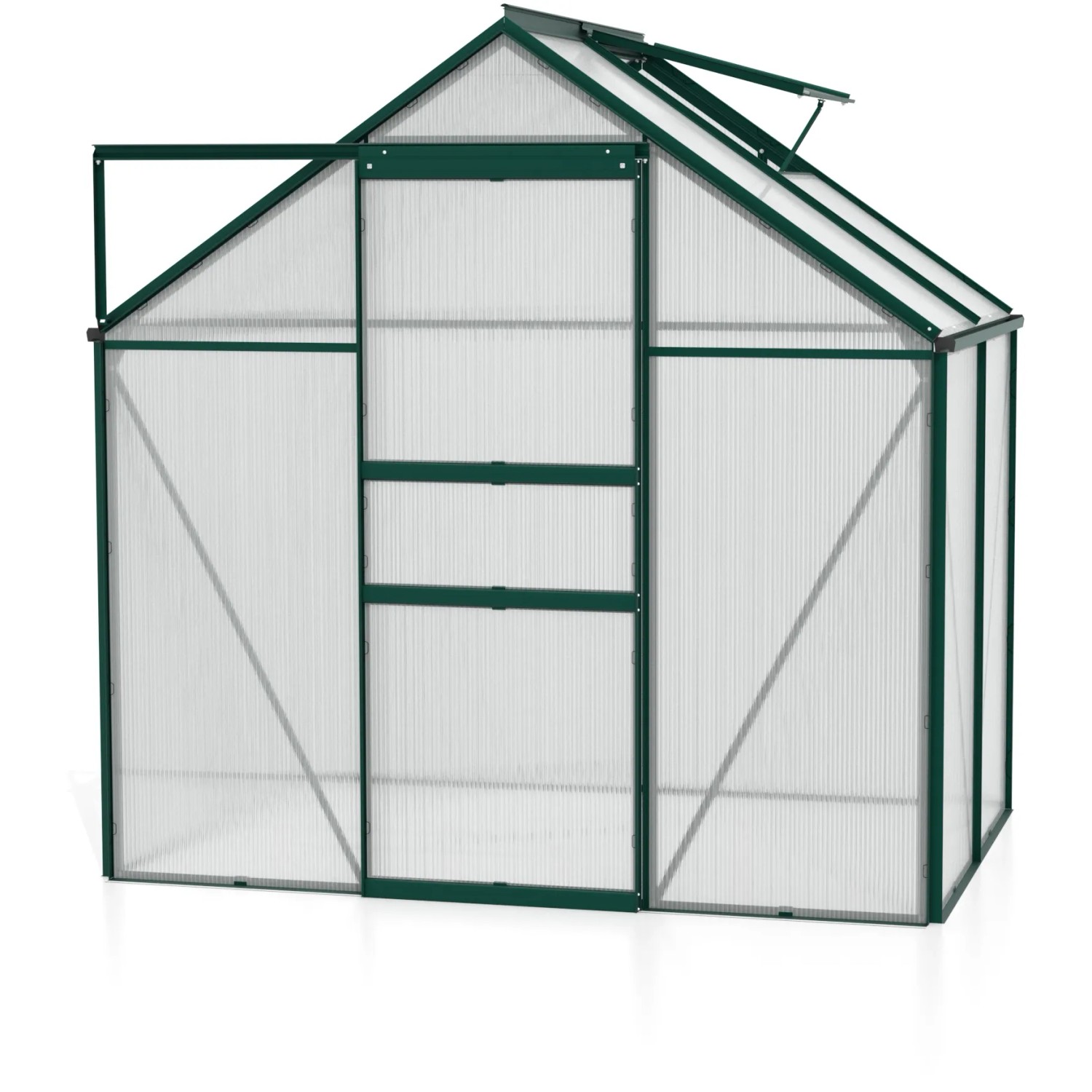 Vitavia Gewächshaus Comet 2500 HKP, Smaragd Vorzugsset mit Dachfenster und Schiebetür.