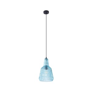 Lindby Pendelleuchte Belarion 10020419 Retro Vintage Antik in Blau aus Glas 1-flammig E27 Wohnzimmerleuchte