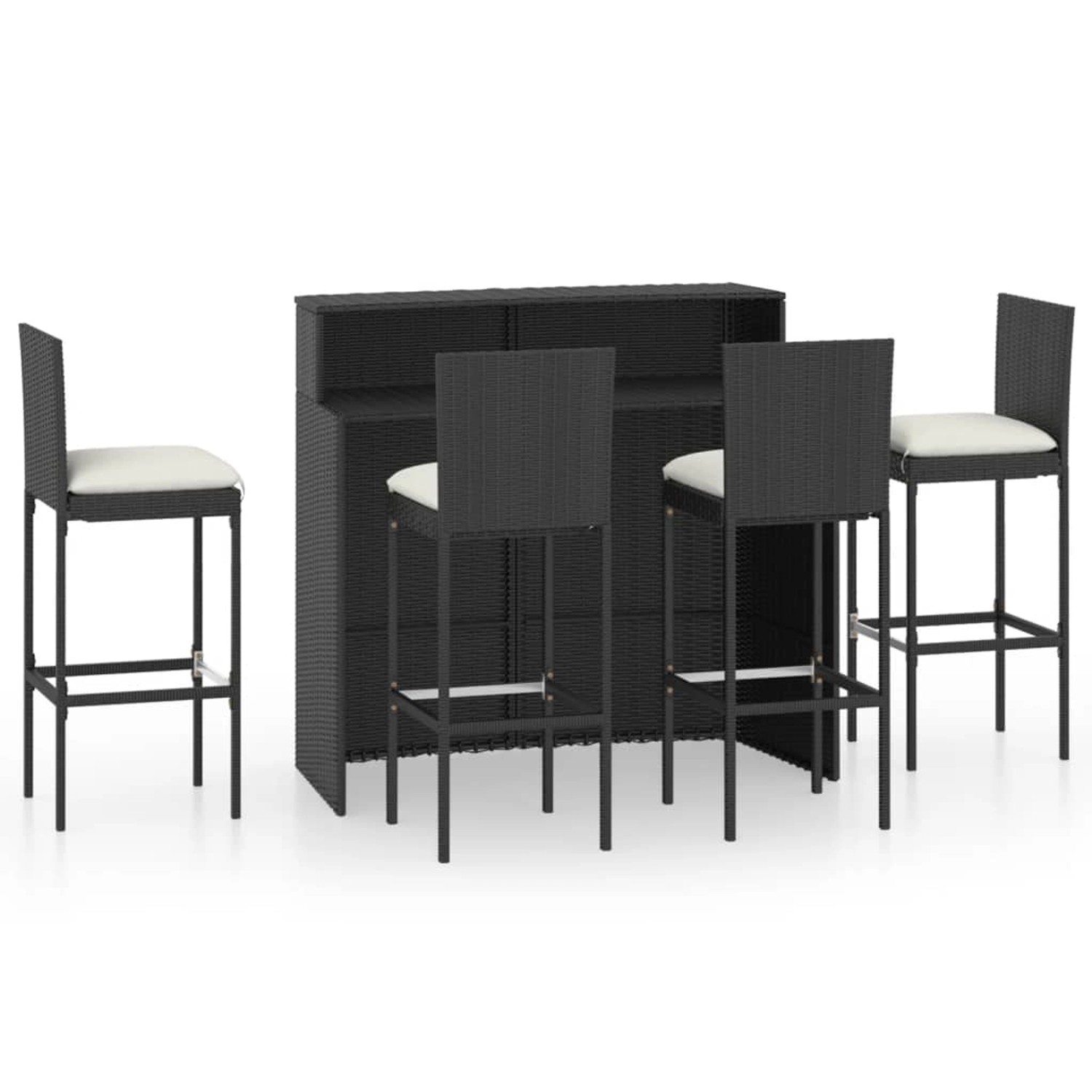 vidaXL 5-Tlg Gartenbar-Set mit Kissen Schwarz 3064883