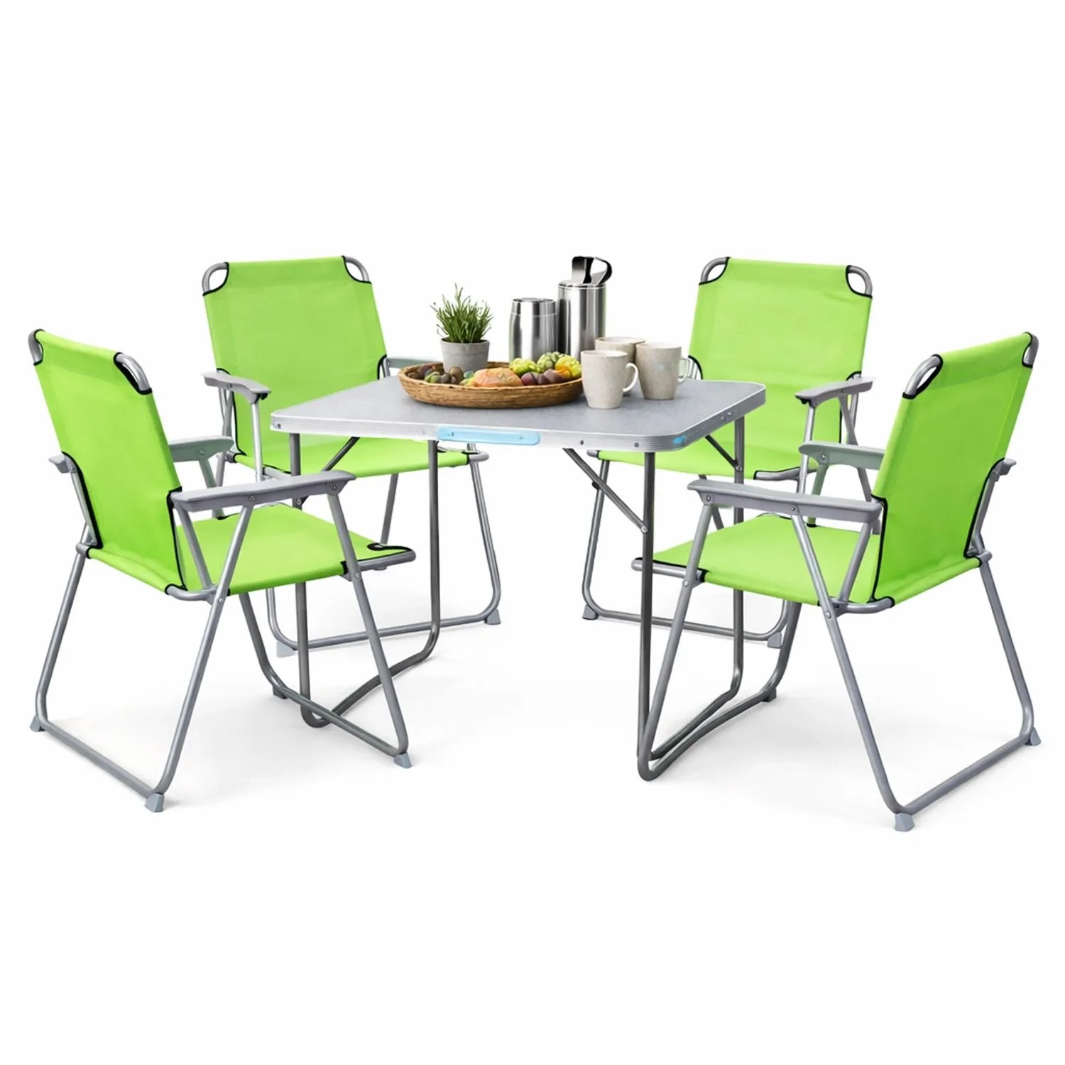 Mojawo XL 5teiliges Campingmöbel Set Alu mit Tragegriff Camping 80x60x68cm Limegrün