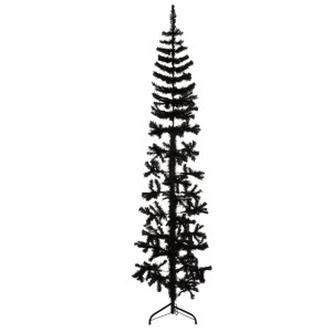 Schlanker, künstlicher Halb-Weihnachtsbaum in Schwarz, 180 cm hoch, ideal für kleine Räume.