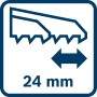 Symbol für Bosch Säbelsäge GSA 18V-24: 24 mm Hublänge für Stichsägen & Säbelsägen.