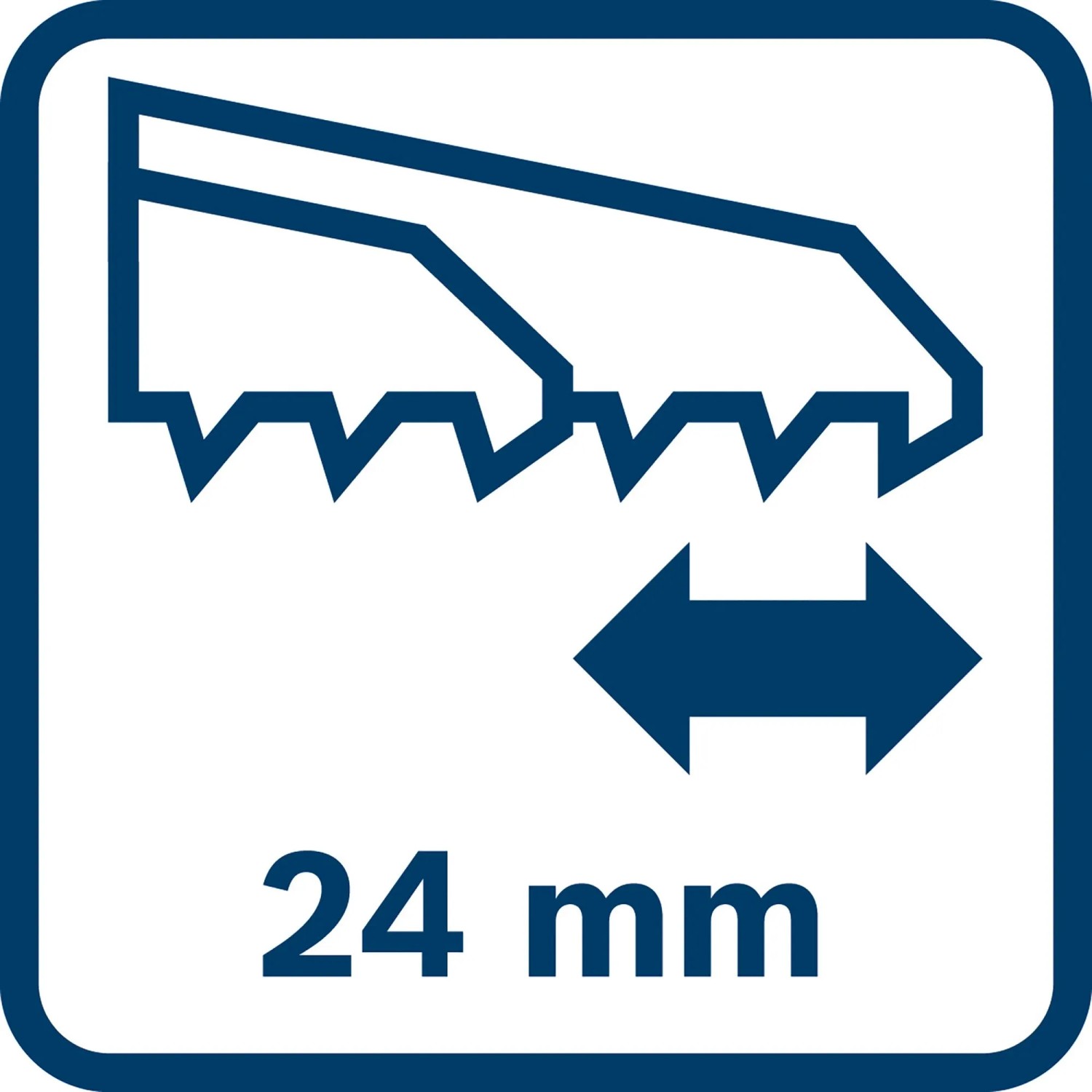 Symbol für Bosch Säbelsäge GSA 18V-24: 24 mm Hublänge für Stichsägen & Säbelsägen.