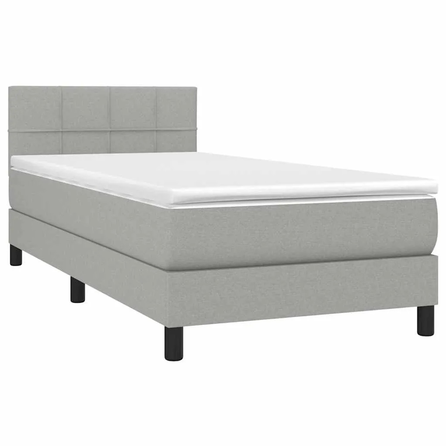vidaXL Boxspringbett mit Matratze & LED Hellgrau 90x190 cm Stoff 3133117 günstig online kaufen