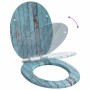 Blauer vidaXL WC-Sitz mit Soft-Close-Funktion und Holzplanken-Optik.