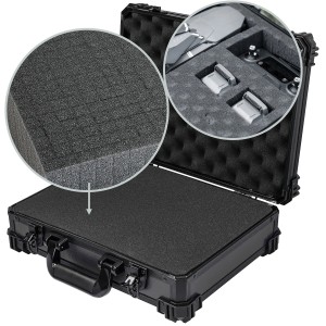 HMF 15502-02 Transportkoffer Rasterschaumstoff Universalkoffer 39 x 29 x 12 cm Schwarz