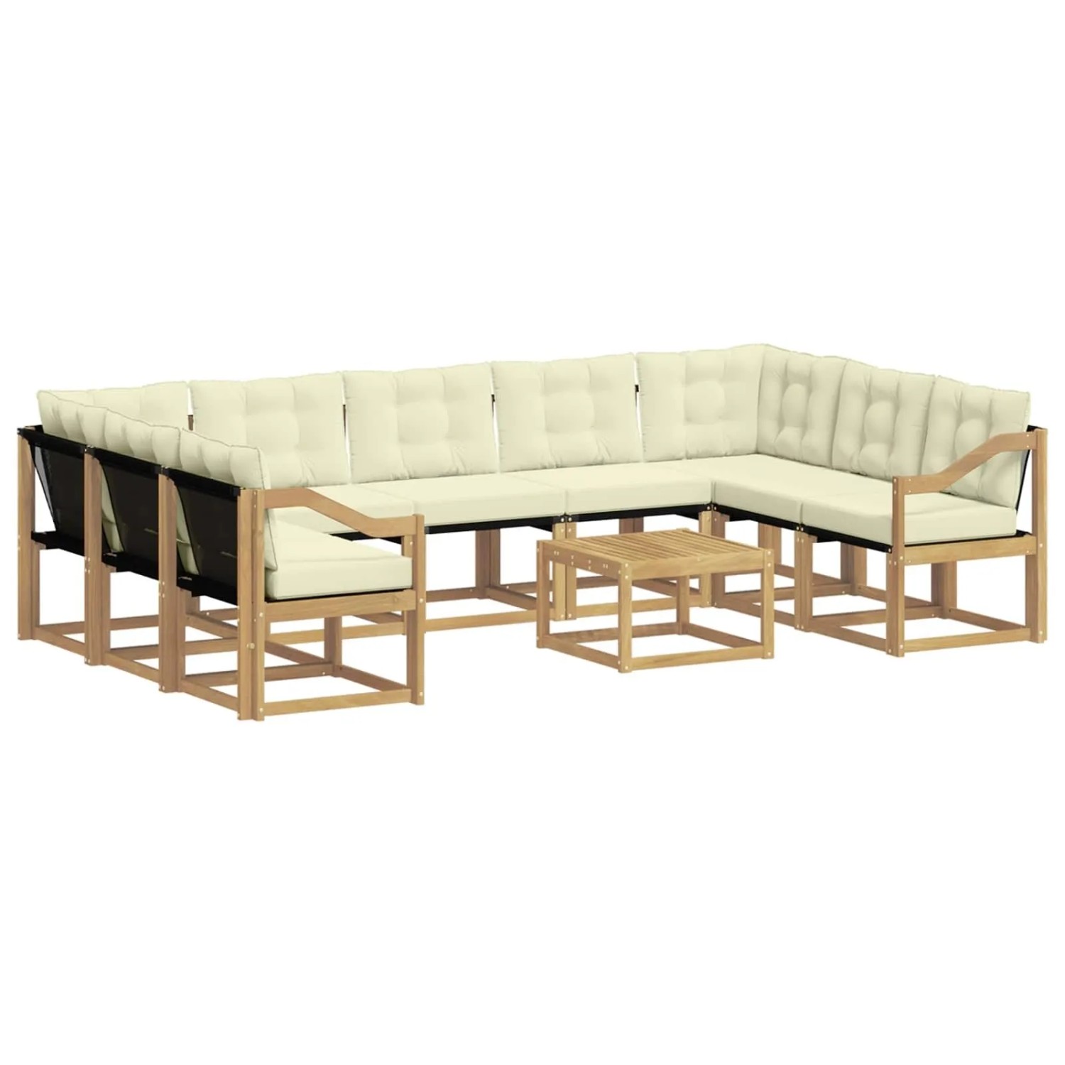 vidaXL Outdoor-Sofagarnitur mit Kissen 10 Stk Weiß und Creme 3389892