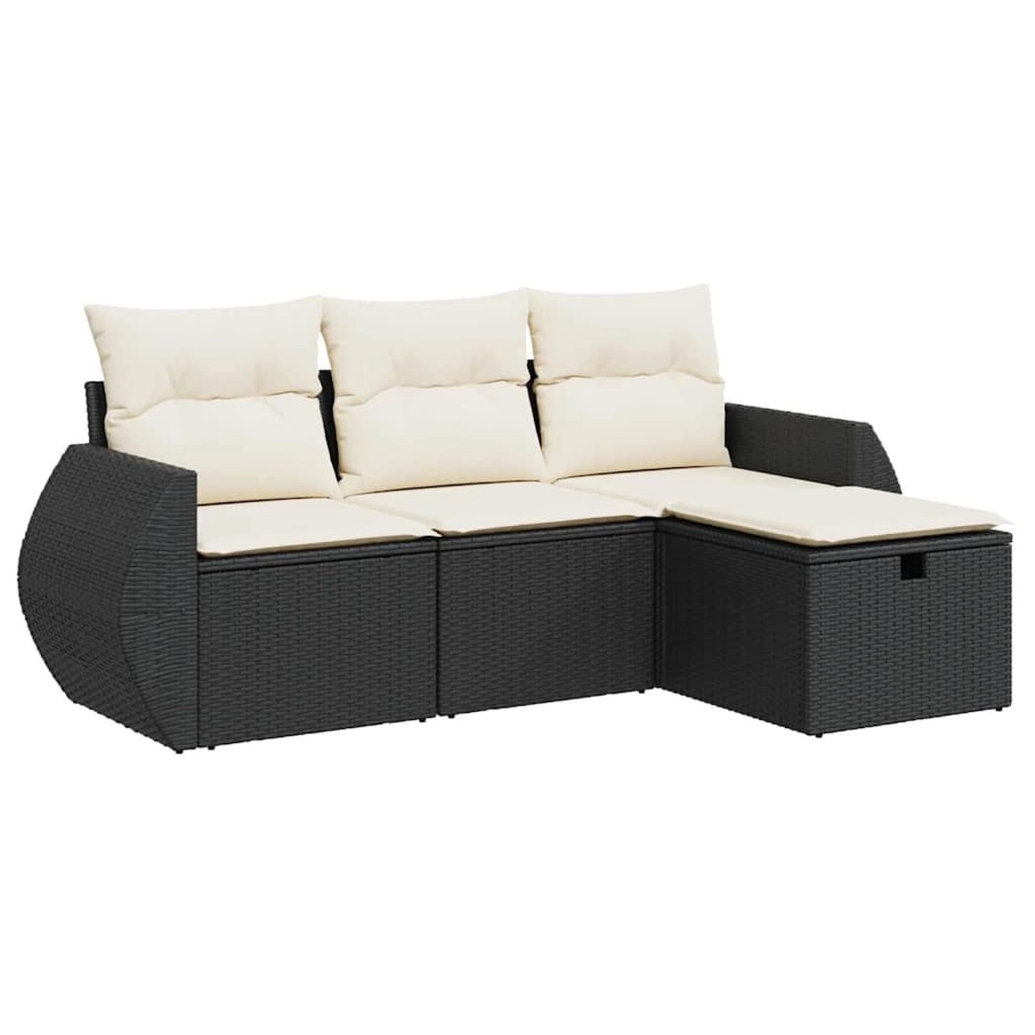 vidaXL 4-Tlg Garten-Sofagarnitur mit Kissen Schwarz Poly Rattan 3325552 günstig online kaufen