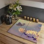 2-teilige Glas Herdabdeckplatte mit Schmetterling und Blüten Motiv (je 30x52cm).