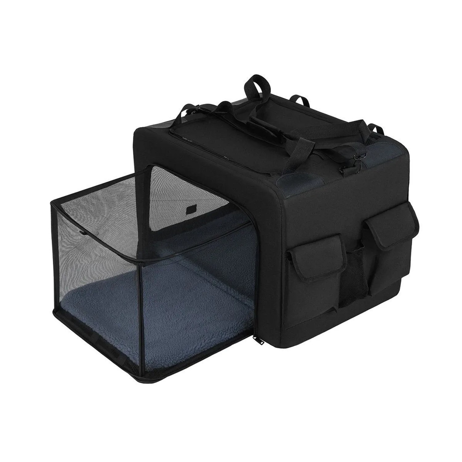 Costway Hundebox Faltbar Transportbox Hund mit 2 Öffnungen 80 x 60 x 42 cm