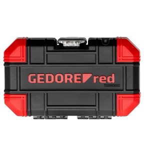 Gedore Red Bit-Schraubendreher Set, 32-teilig, im schwarzen Koffer mit roten Akzenten.