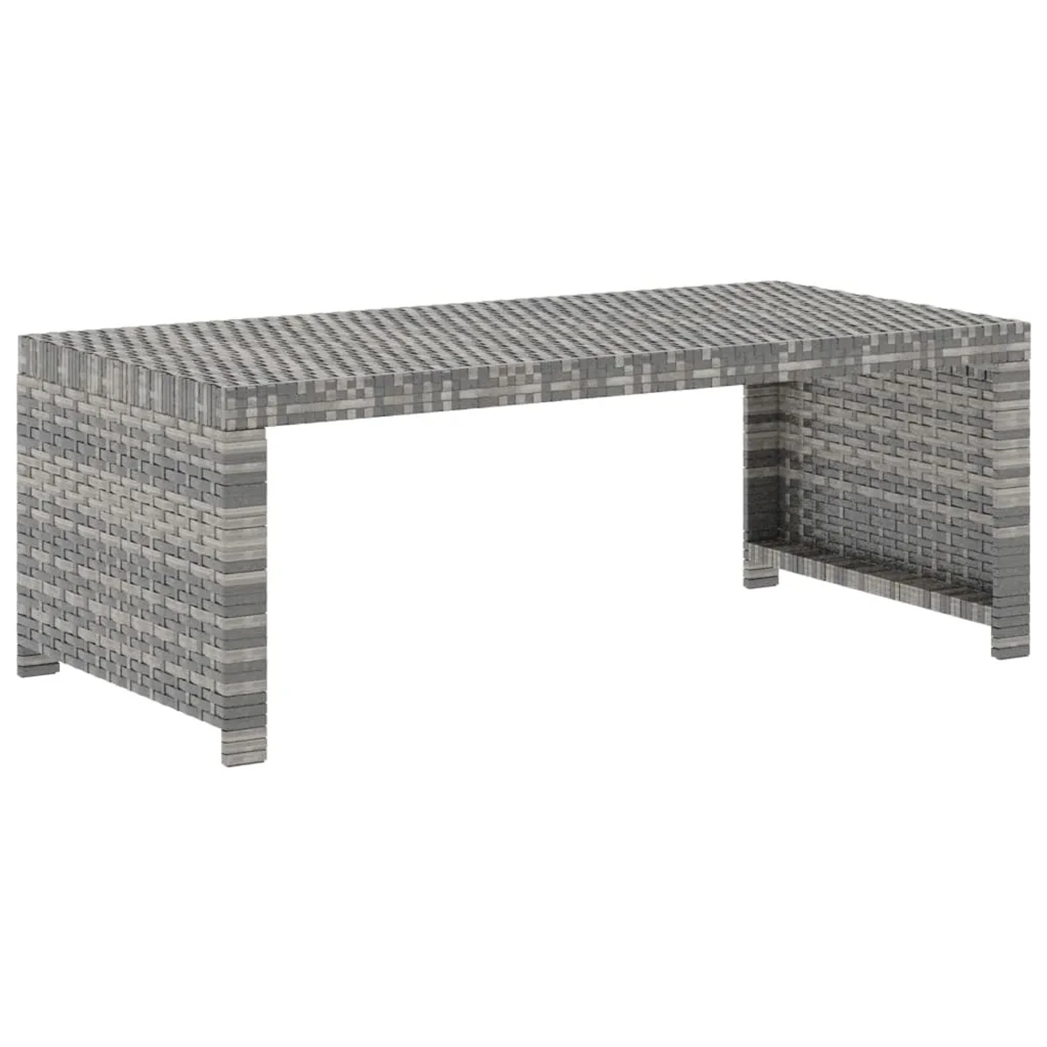 Graue vidaXL Gartenbank aus Rattan, Teil eines 5-tlg. Lounge Sets.