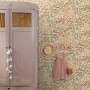 ESTAhome Vliestapete mit Blumen- und Vogelmuster in Orange, Graugrün. Dekorative Wandtapete für Kinderzimmer.
