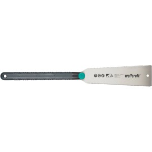 wolfcraft Japansäge für Sockelleisten Montage-Set, Sägeblatt silberfarben, Griff grau
