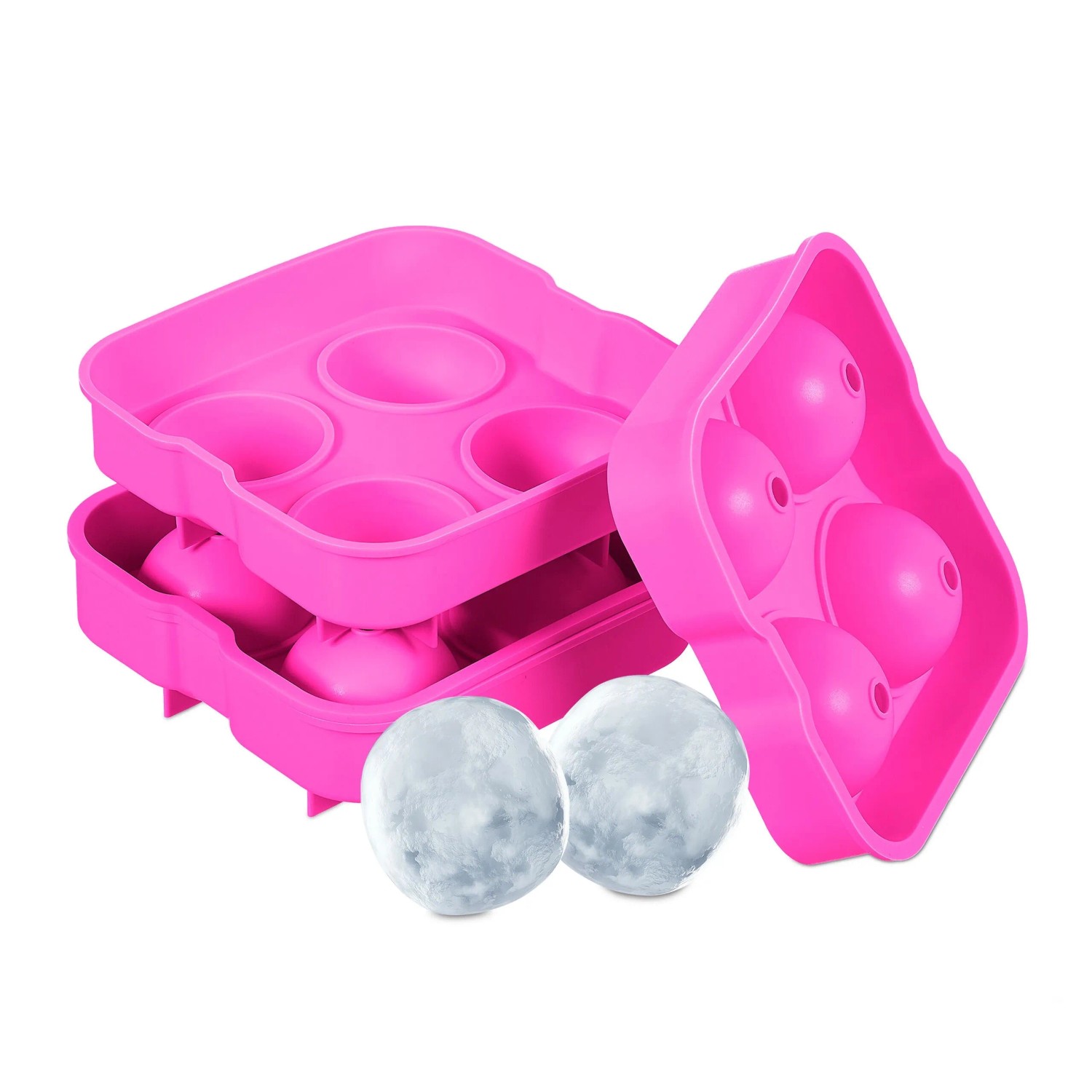Relaxdays Eiswürfelform 2er Set Silikon Pink Flexibel 5 cm x 12,5 cm x 12,5 cm 260 g