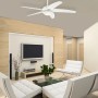 Weißer WESTINGHOUSE Deckenventilator Bendan mit LED-Beleuchtung und Fernbedienung.