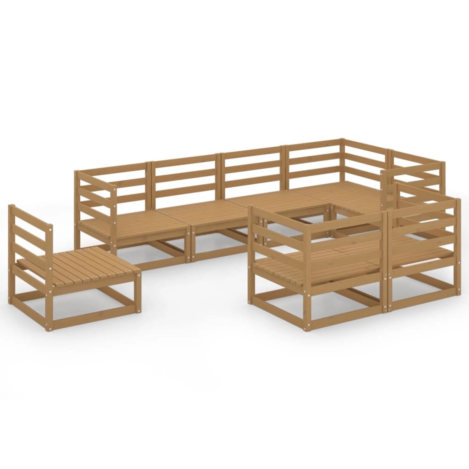 vidaXL 8-tlg Garten-Lounge-Set Honigbraun Massivholz Kiefer Modell 5 günstig online kaufen