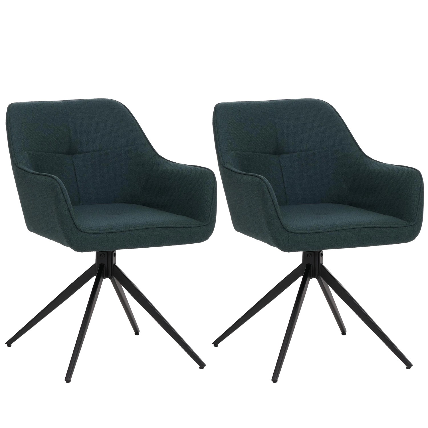 CHEFGASTRO Esszimmerstuhl 2er-Set 80x53x59cm Sitzhöhe 41cm Stoff/Textil Petrol-Grün