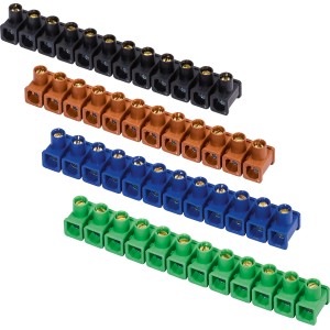 Dosenklemmen 12-polig, 1,5-4mm, 10er-Set in Schwarz, Braun, Blau und Grün.