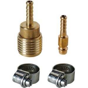 Einhell Schlauchverbinder-Set NW7 für Kompressoren mit Schnellkupplung und Schlauchschellen.