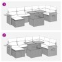 vidaXL 5-tlg. Garten-Sofagarnitur aus schwarzem Rattan mit Kissen, bestehend aus Sofa, Tisch und Hocker.