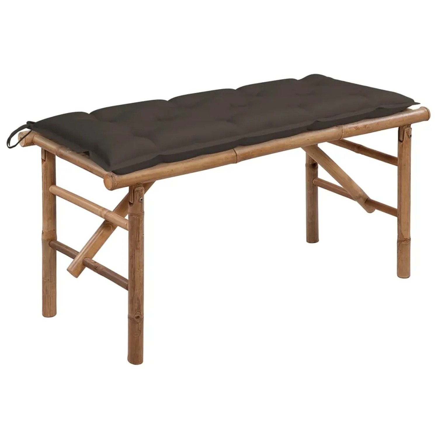 furnicato Klappbare Gartenbank mit Auflage 118 cm Bambus
