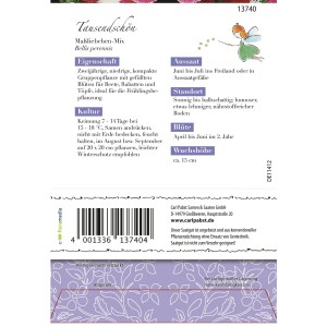 Saatguttütchen Grüne Fee Tausendschön Maßliebchen-Mix, Blumensamen für ca. 200 Pflanzen.