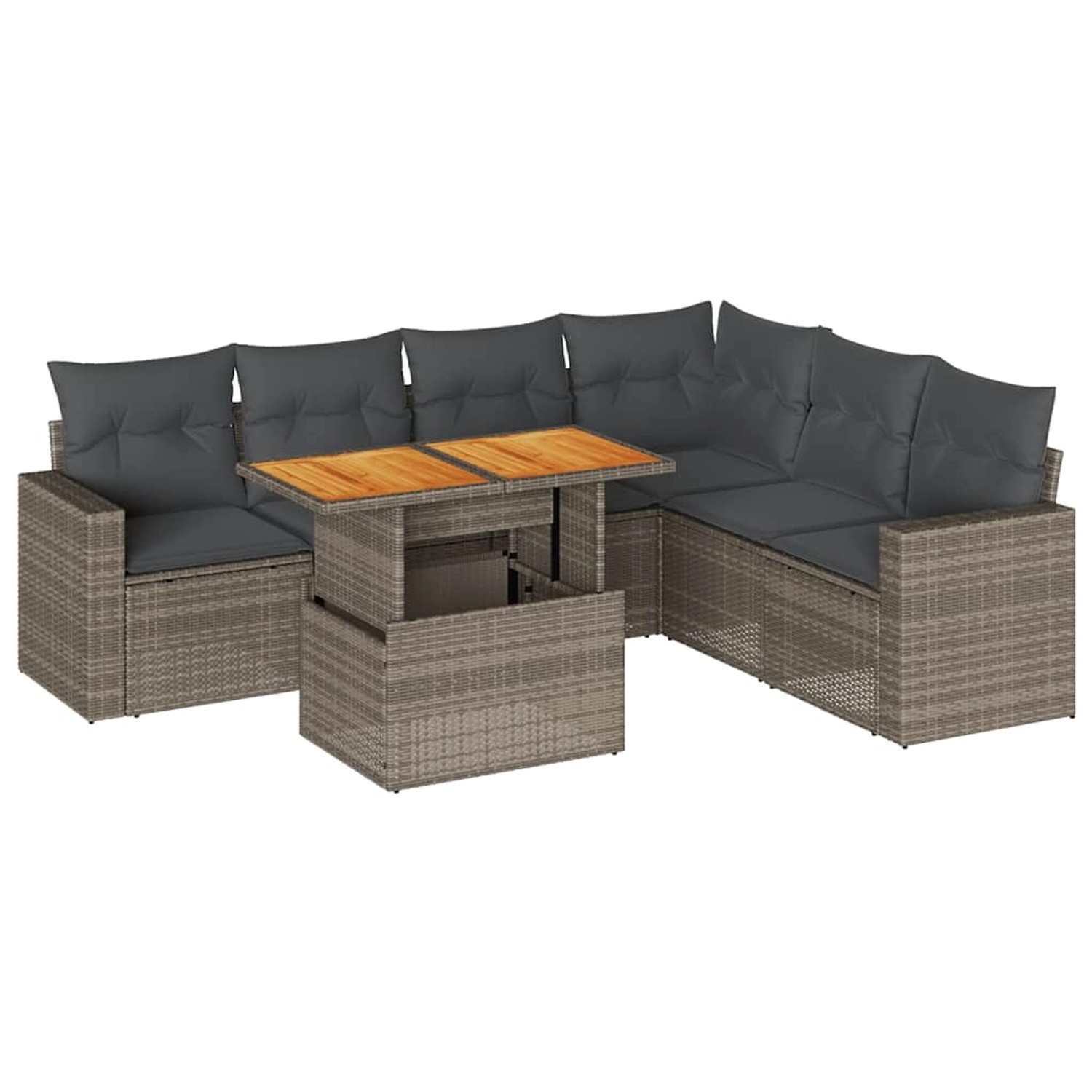 vidaXL 7-Tlg Garten-Sofagarnitur mit Kissen Grau Poly Rattan 3327049 günstig online kaufen