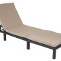 MCW Poly-Rattan Sonnenliege Anthrazit mit cremefarbenem Kissen. Verstellbare Rückenlehne für Garten.