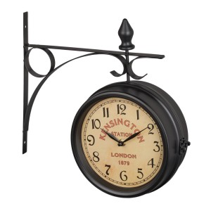 Relaxdays Bahnhofsuhr Doppelseitig Eisen Glas Schwarz Geräuschlos 33 cm x 34 cm x 10 cm 1 kg
