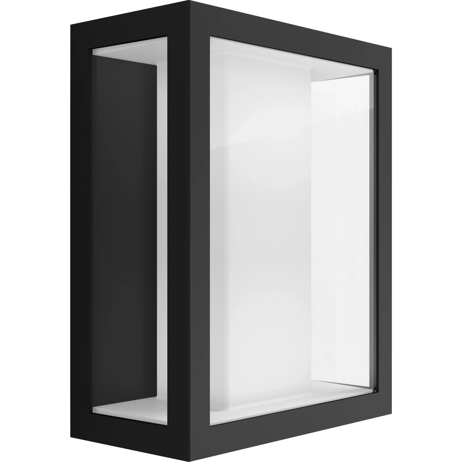 Breite, schwarze Philips Hue Impress LED-Wandleuchte für den Außenbereich.