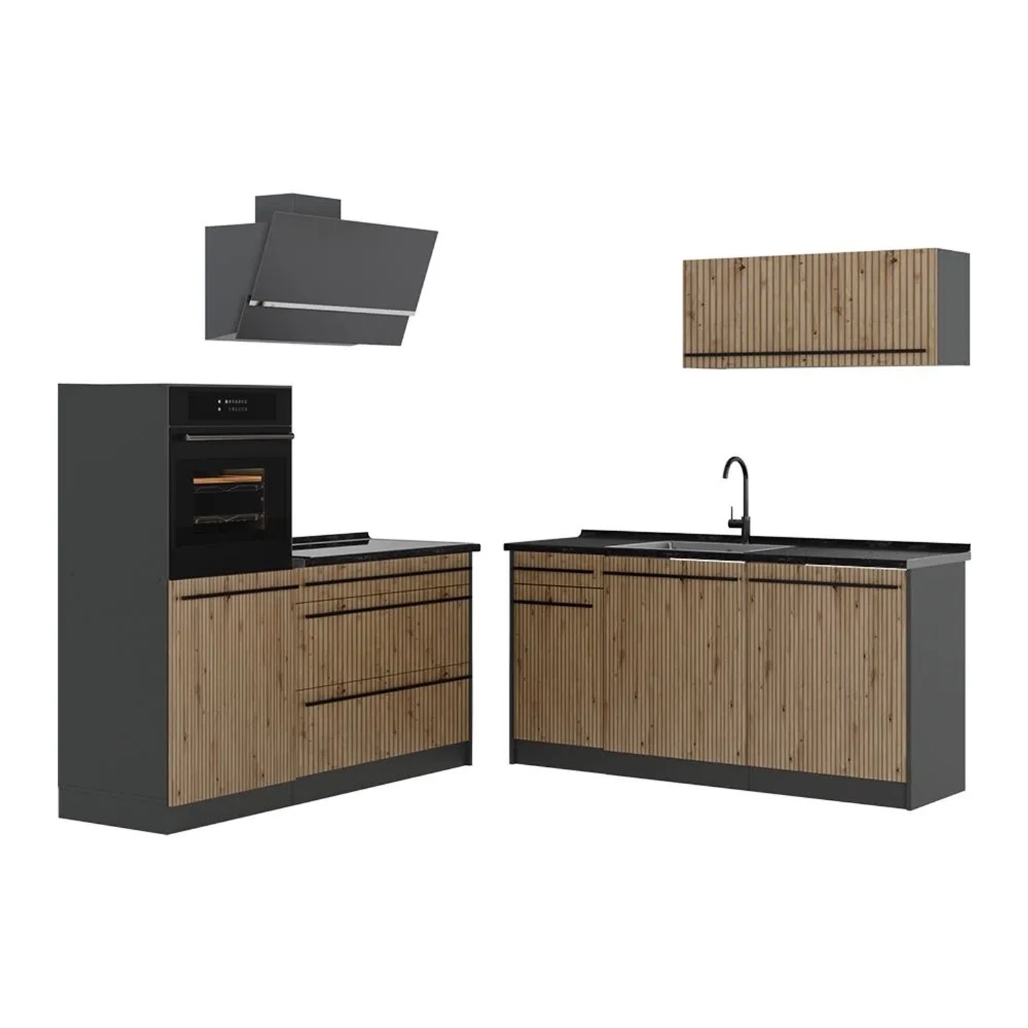 Vicco Küchenzeile R-Line Artisan-Eiche/Anthrazit 160 x 143 ohne Arbeitsplatte Art Nr 66900