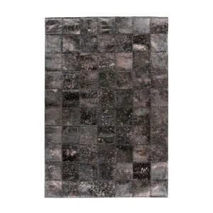 MeGusta Flachflor Teppich Animal Patchwork Schwarz Leder, 120x170 cm.