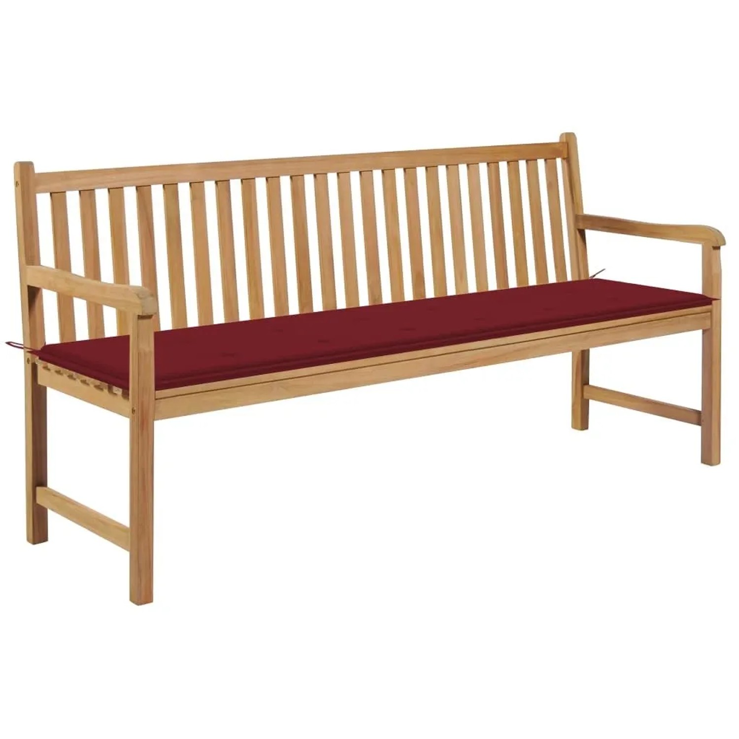 vidaXL Gartenbank mit Weinroter Auflage 175 cm Massivholz Teak 3062793 günstig online kaufen