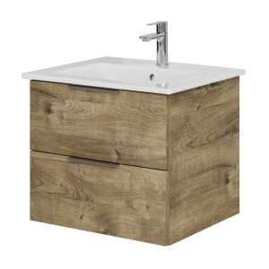 Steinkamp Waschtischunterschrank Living 2.0 Eiche mit Villeroy&Boch Venticello Waschtisch und Armatur.