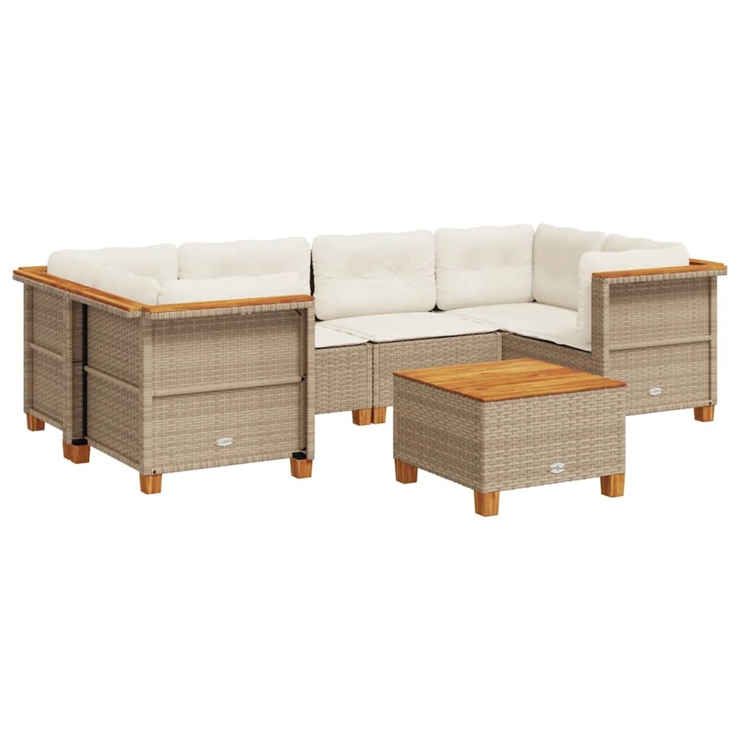 vidaXL 7-Tlg Garten-Sofagarnitur mit Kissen Beige Poly Rattan 3261745 günstig online kaufen