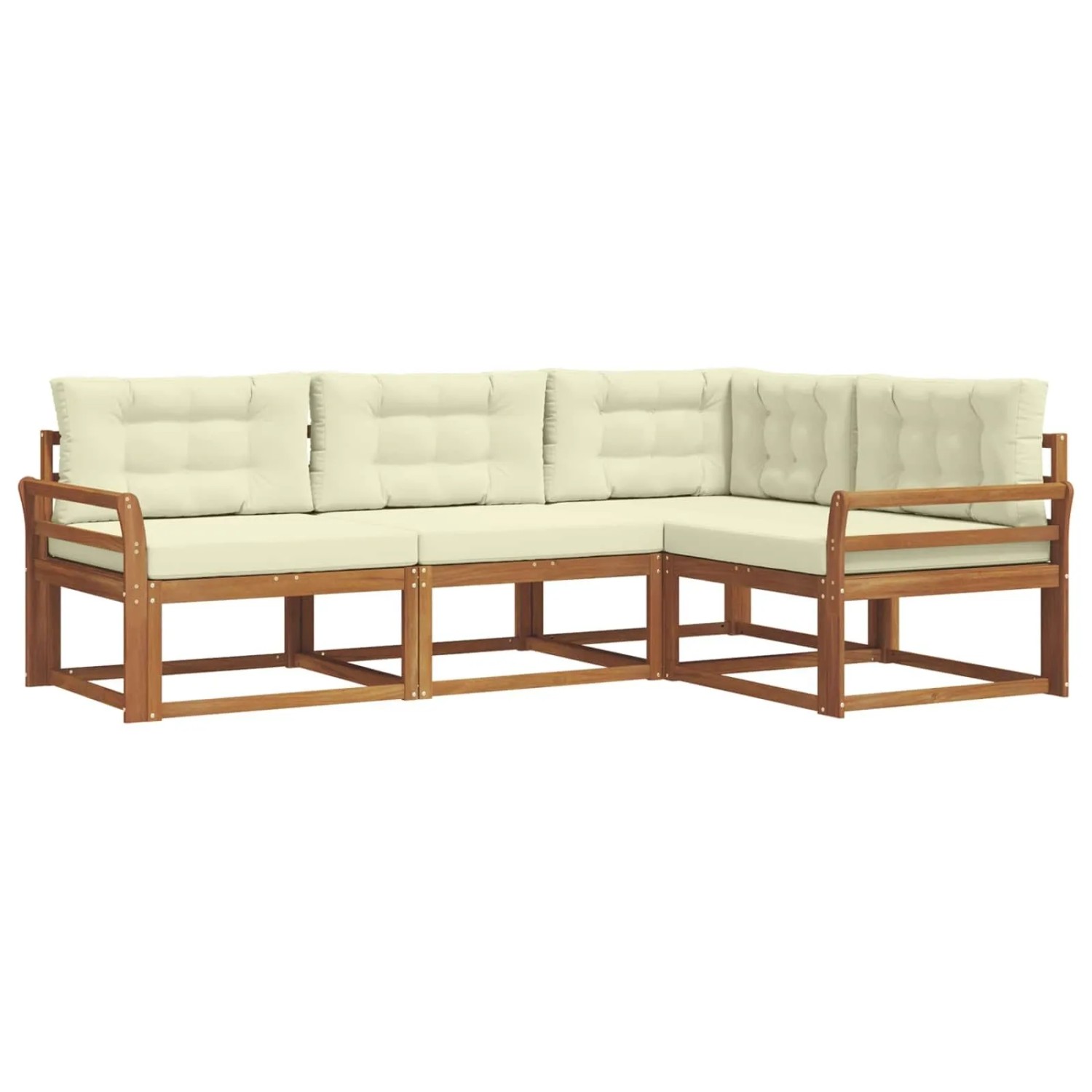 vidaXL Outdoor-Sofagarnitur mit Kissen 4-Tlg Natur und Creme 3367508