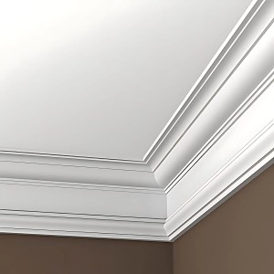 Flexible, weiße PROFHOME Eckleiste aus Polyurethan (200cm) als Zubehör für Paneele.