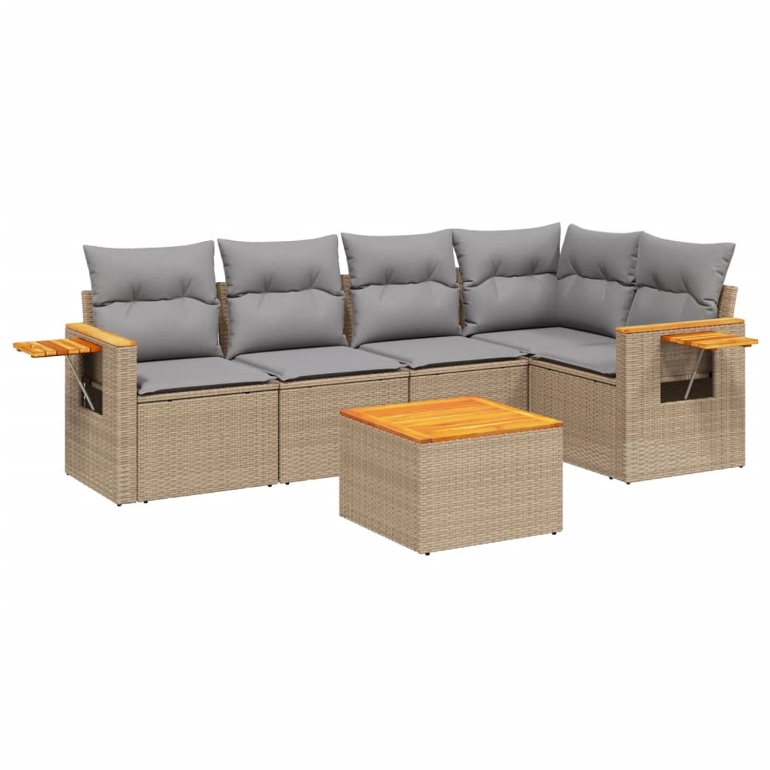 vidaXL 6-Tlg Garten-Sofagarnitur mit Kissen Beige Poly Rattan 3226794 günstig online kaufen