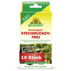 Neudorff Neudomück Stechmückenfrei: Biologisches Mittel gegen Mückenlarven in Teichen und Regentonnen, 10 Tabletten.