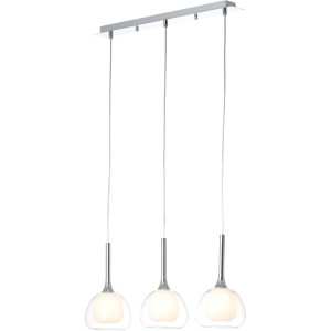 Brilliant Pendelleuchte Hadan, 3-flammig, Chrom/Weiß-Transparent. Moderne Hängelampe für Innenräume.