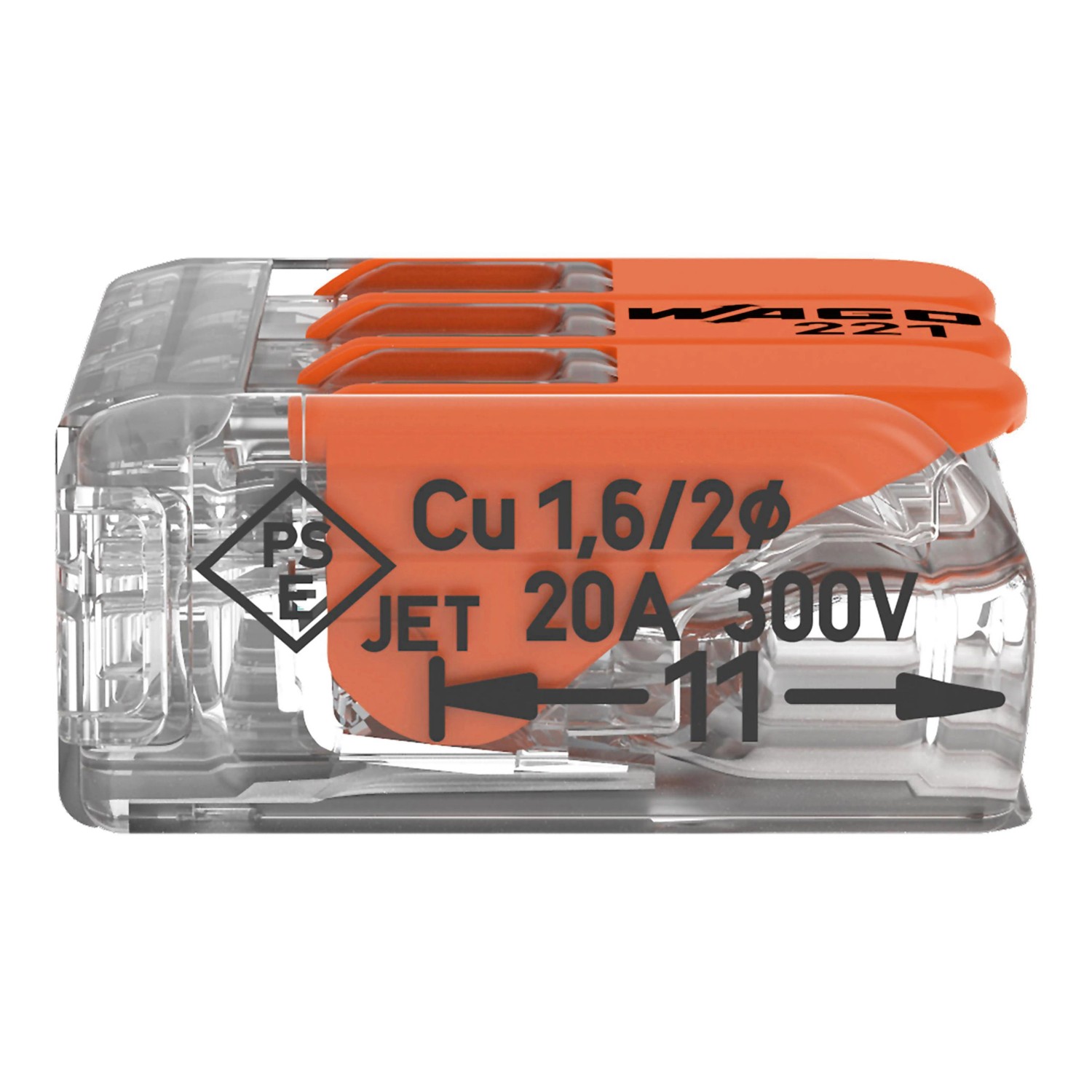 Wago Hebelklemme 221-413, 3-polig, für Leiter von 0,2-4 mm², 10er-Pack