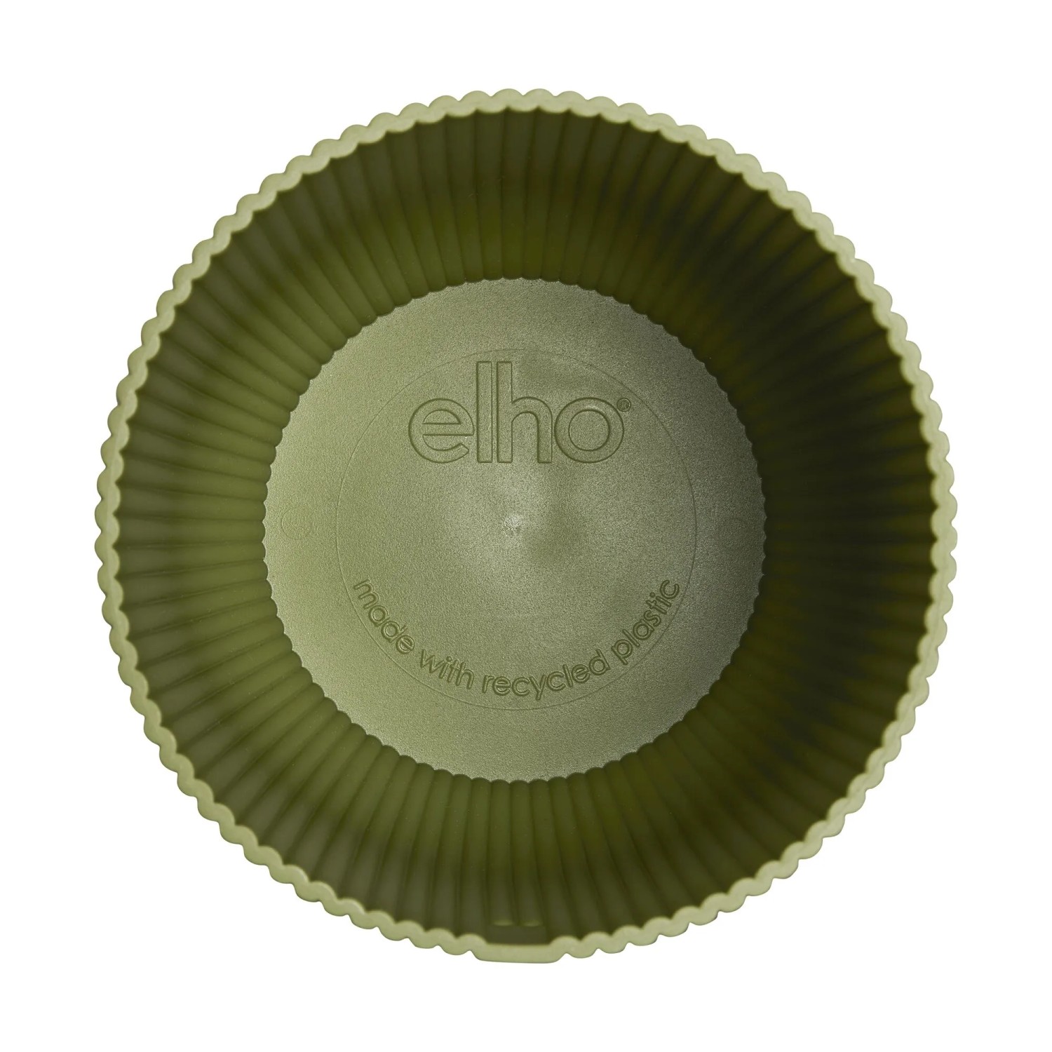 Elho Blumentopf Vibes Fold Coupe, Ø 30 cm, grün, gerippte Struktur, aus recyceltem Kunststoff.