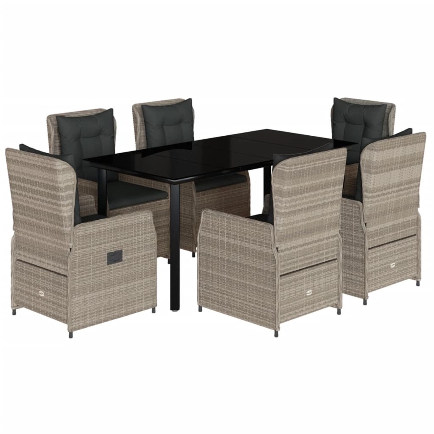 vidaXL 7-Tlg Garten-Essgruppe mit Kissen Hellgrau Poly Rattan 3262907 günstig online kaufen