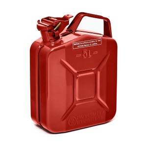 Roter 5L Metall Kraftstoffkanister für Benzin, Diesel & E10, TÜV-geprüft.