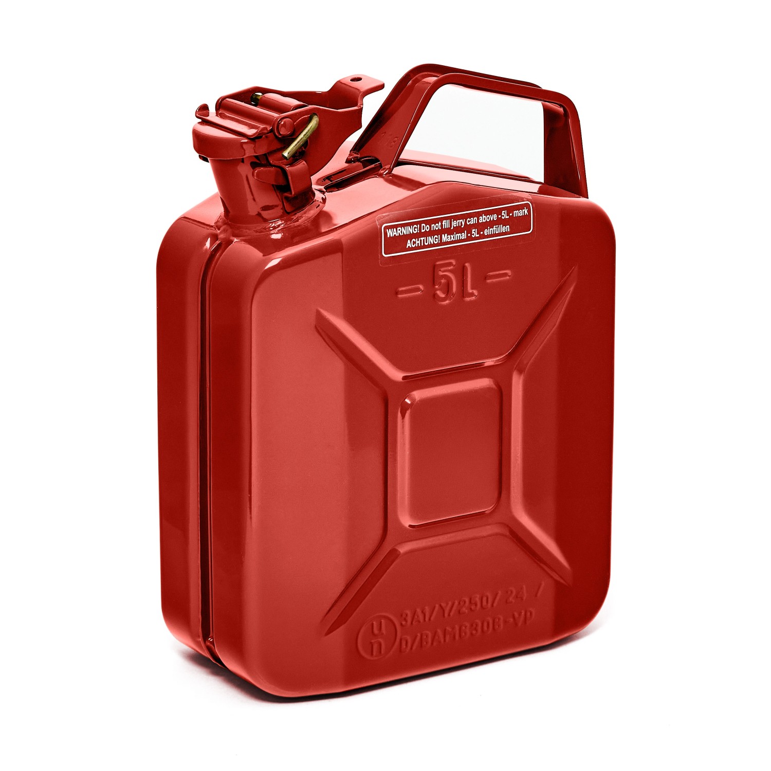 BW Kraftstoffkanister Metall Benzinkanister 5 Liter Rot RAL 3000 TÜV-geprüft und UN-Zulassung Made in Europe